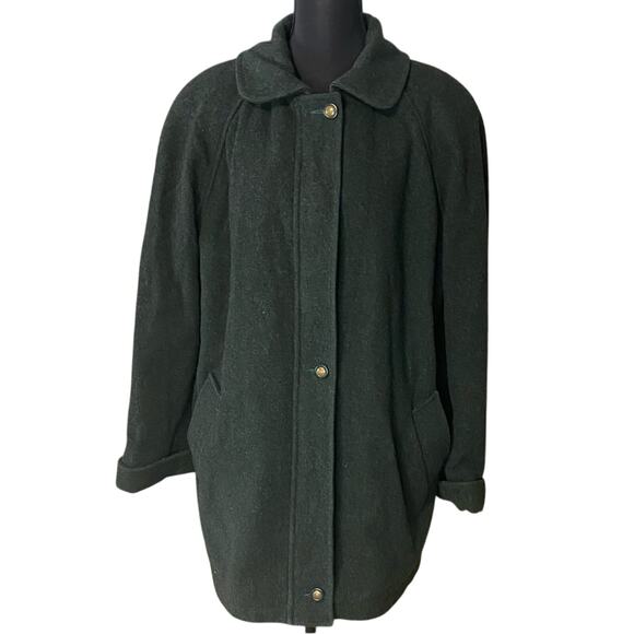 VTG Mackintosh Hunter Green 100% wool pea coat Jacket Button-Up double zip Sz 8 - Picture 2 of 14
